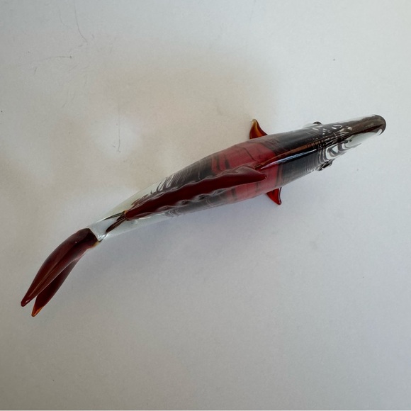 Vintage Hand Blown Red Black Stripe Glass Fish Sculpture 6" - Picture 4 of 16